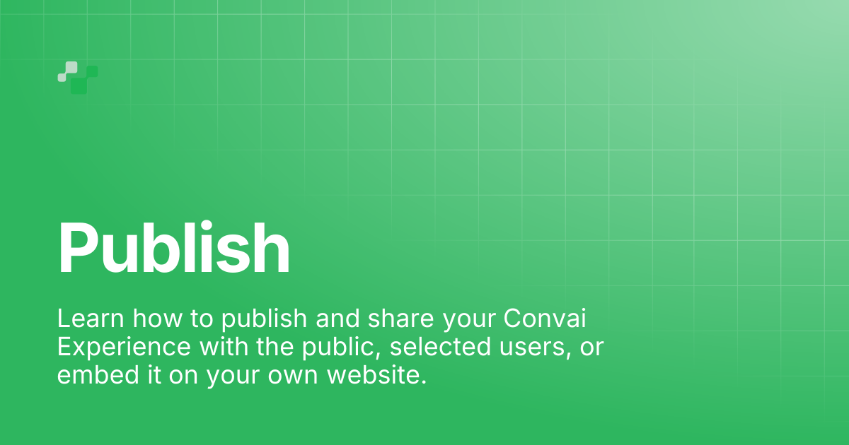Publish | Convai Documentation