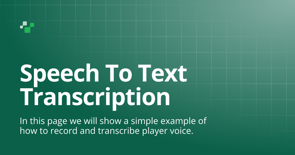 Speech To Text Transcription | Convai Documentation